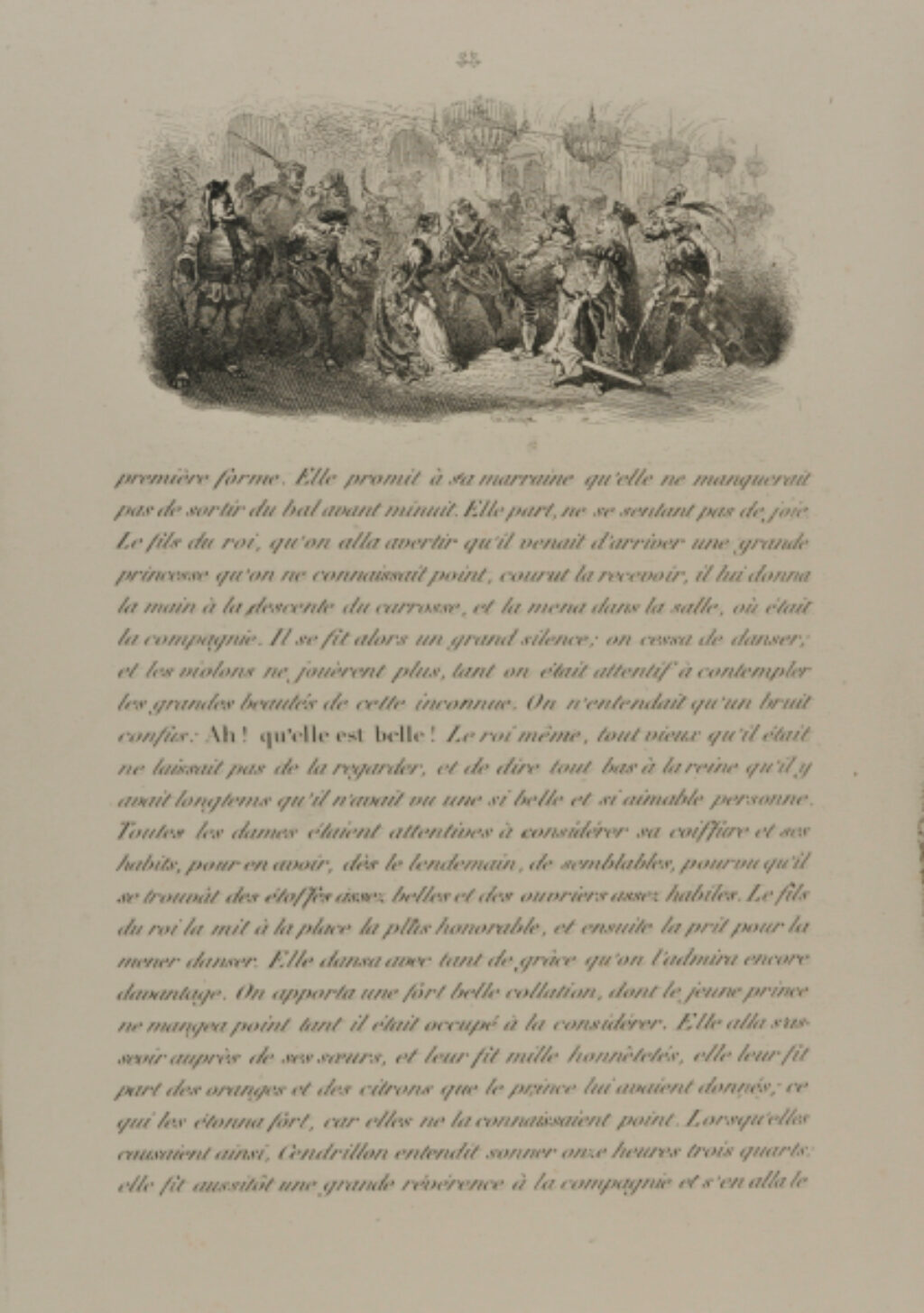 The King’s son presents Cinderella to his family; Cinderella descends a staircase - Image 1