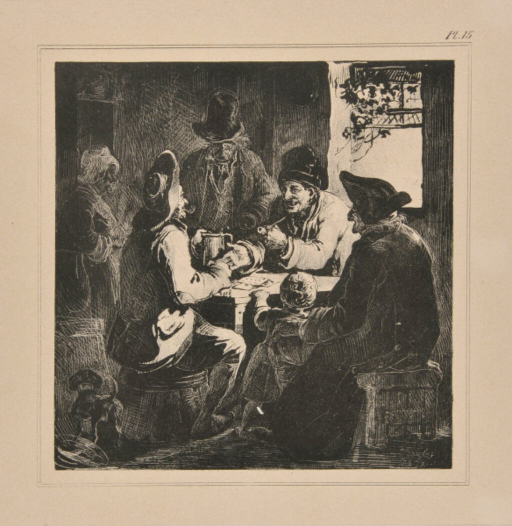 Vieillards jouant aux cartes dans un cabaret