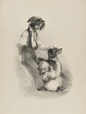 Two Children with a Dog