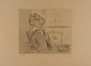 Fumeur près d’un oiseau en cage