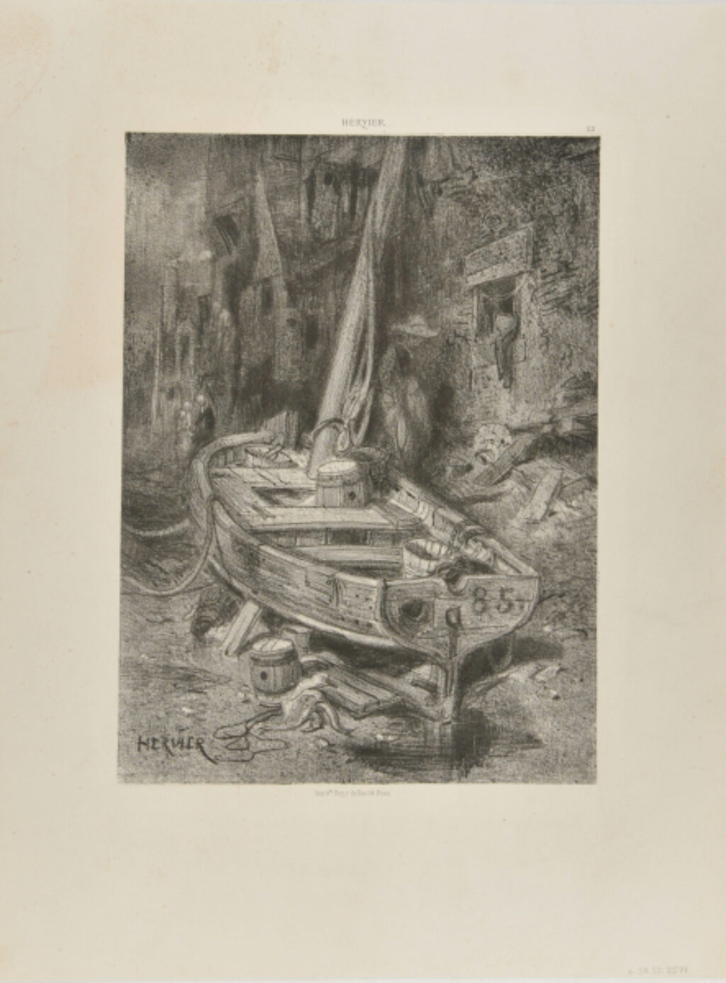 Bateau à Sec devant des Maisons de Pêcheurs