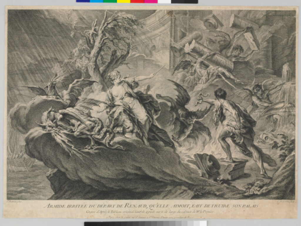 Armide irritée du depart de Renaud, qu’elle aimoit, fait detruire son palais (Armida angry at the departure of Rinaldo, who she loves, destroys his palace) - Image 3