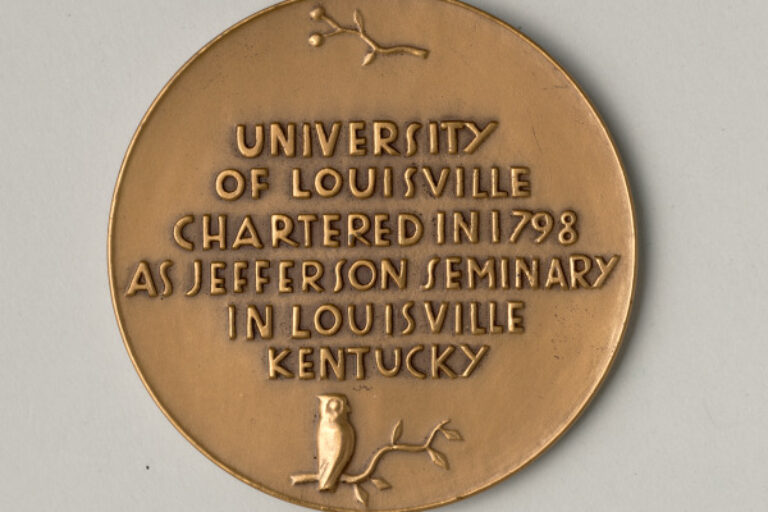 "UNIVERSITY OF LOUISVILLE, SESQUICENTENNIAL 1798-1948, HEAD OF PALLAS ATHENE" MEDAL