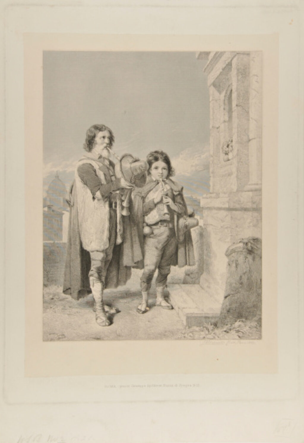 Pifferari Playing before a Shrine of the Virgin