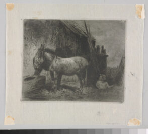 Two Donkeys Outside a Stable