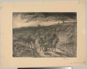 Laden Burros Coming Down a Hill