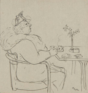 Woman Seated at Table Holding a Cigarette
