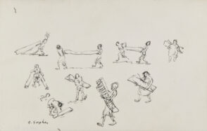 Studies of Figures Carrying Boards