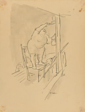 Woman Painting a Pillar