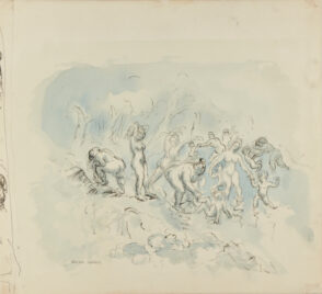 Nudes in the Forest (Recto); Men at a Table (Verso)