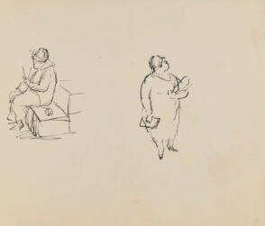 Woman Sitting and Knitting, Woman Standing