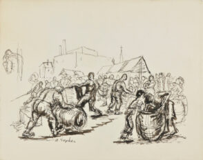 Street Scene (recto); Figure Studies (verso)