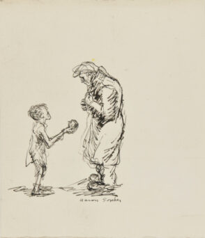 Boy Giving an Apple to a Man (recto); Portrait (verso)