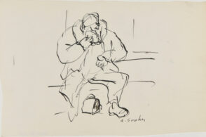 Man Sitting and Holding His Glasses