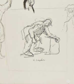 Man Bending Over an Object
