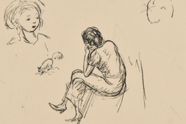 WOMAN SITTING AND THE HEAD OF A GIRL