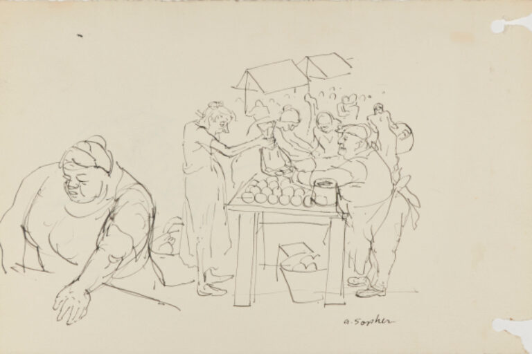 MARKET SCENE (RECTO); TWO SEATED WOMEN (VERSO)