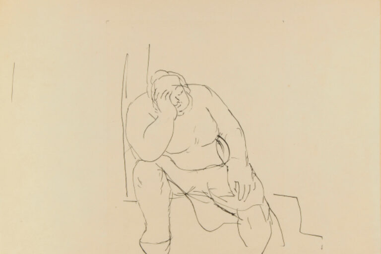 TIRED WOMAN SITTING WITH HEAD IN HAND