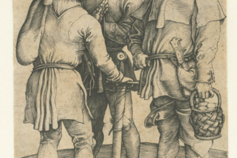 THREE PEASANTS IN CONVERSATION