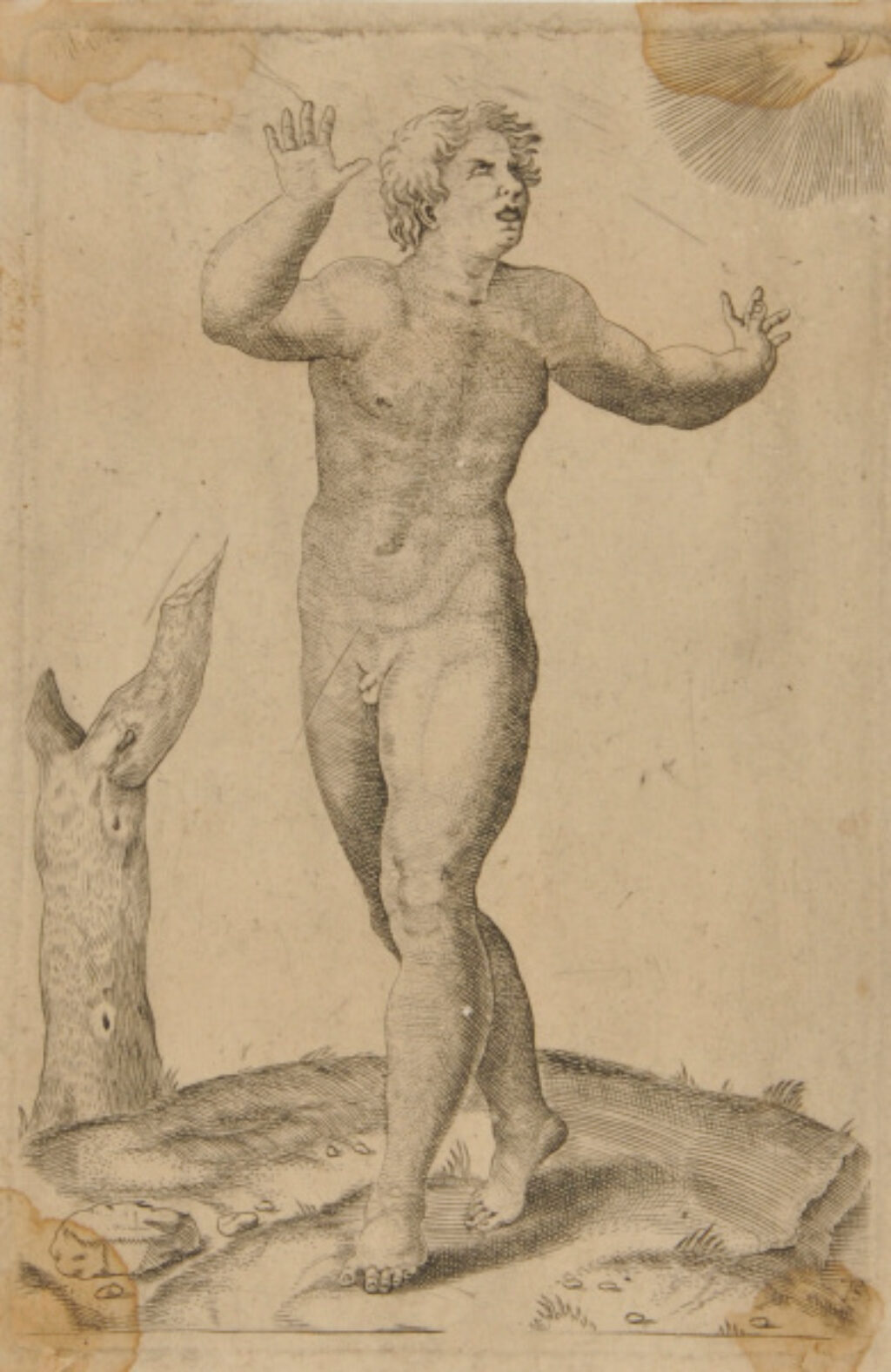 Man Frightened at Seeing the Sun and the Moon in the Heavens at the Same Time