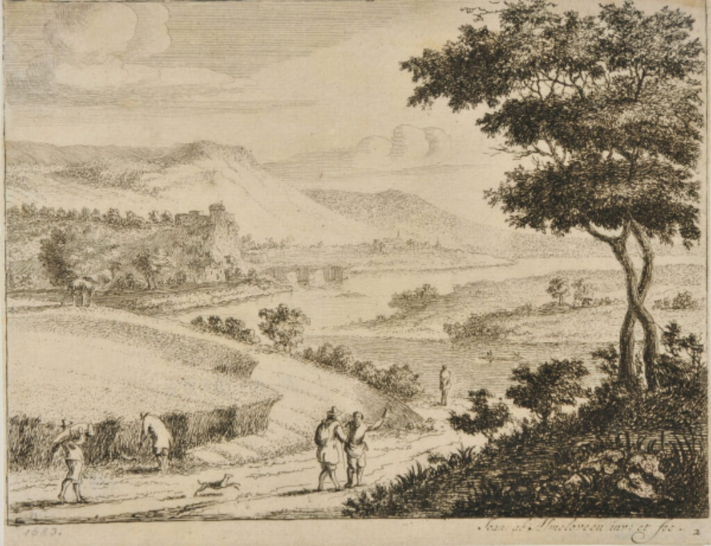 Wheat Field by a River, with Two Reapers