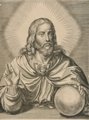 Christ (with right hand raised in blessing, left hand holding a globe)
