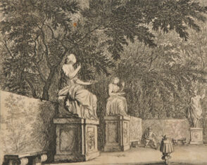 Statues of Two Nymphs at the Entrance of the Garden of Cardinal Deti in Frascati