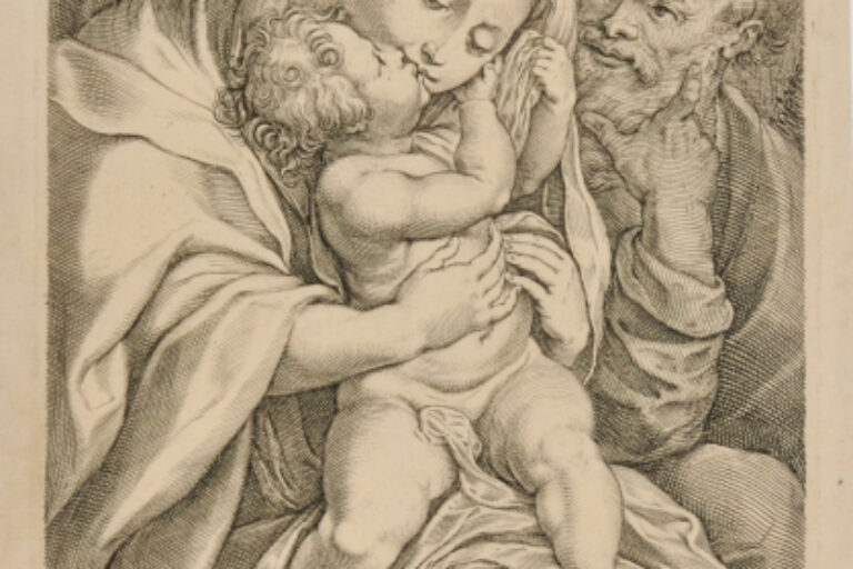 THE HOLY FAMILY WITH THE VIRGIN KISSING THE CHILD