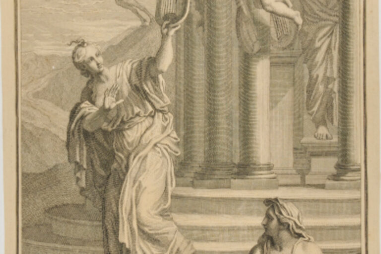 AN OLYMPIAN TEMPLE, WITH ALLEGORICAL FIGURES