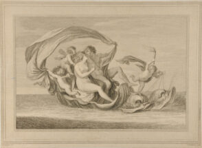 Apollo and Venus (?) on a Shell, Drawn by Dolphins