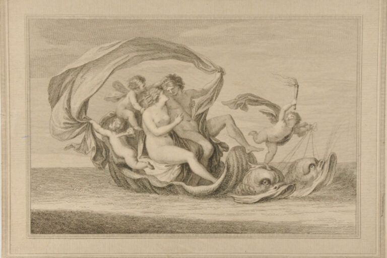 APOLLO AND VENUS (?) ON A SHELL, DRAWN BY DOLPHINS
