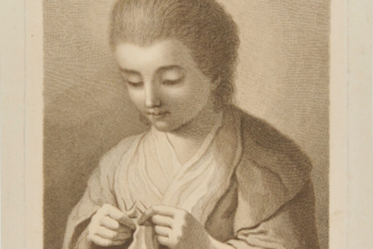 YOUNG GIRL KNITTING