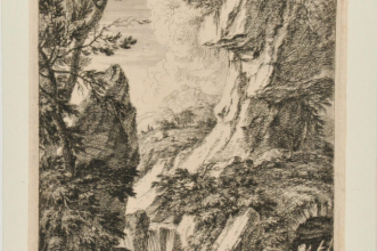 ROCKY LANDSCAPE WITH TWO FISHERMAN