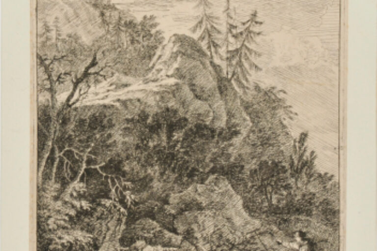 WOMAN ON HORSEBACK WITH MAN STANDING IN WATER