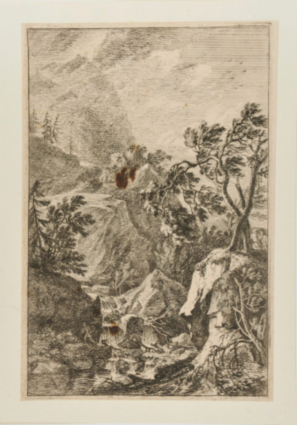 Casade, with Two Men at Right