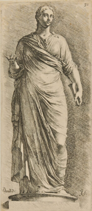 Female Figure, with Right Hand Raised, Facing Front