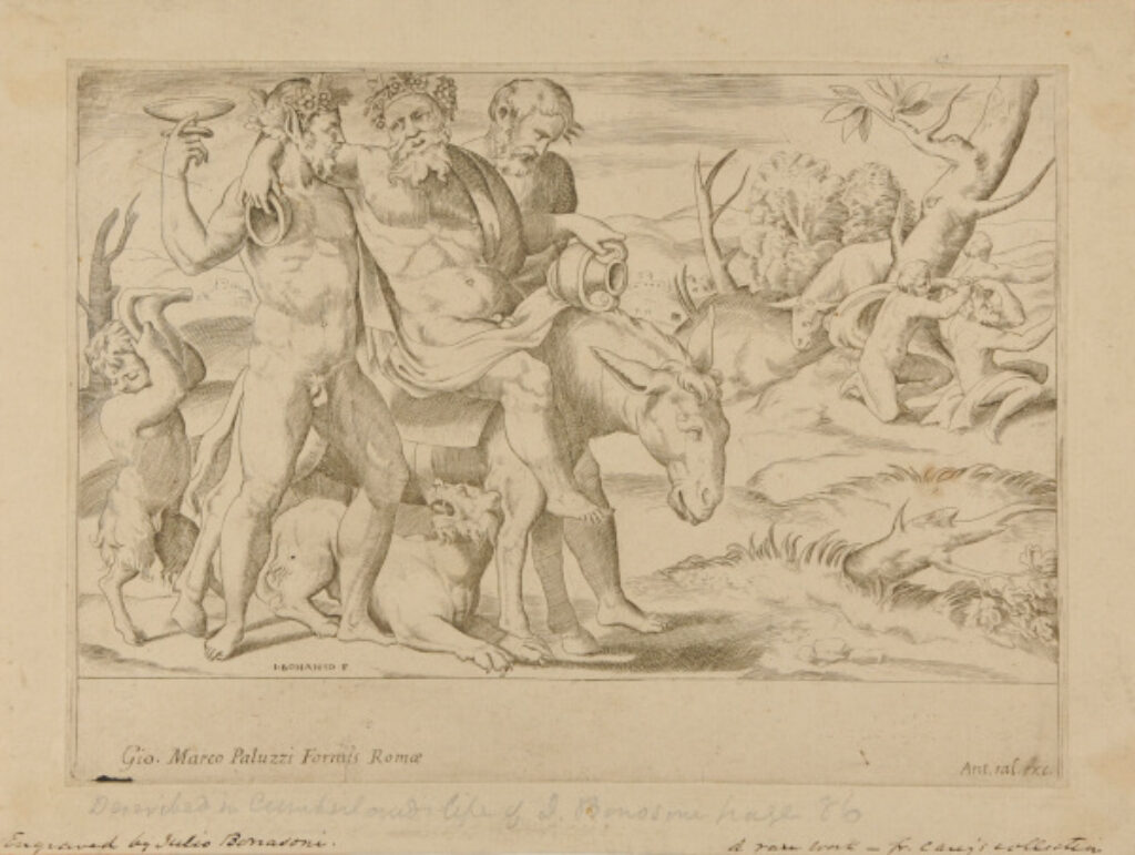 Silenus Accompanied by Two Fauns, Mounted on a Donkey