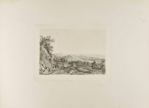 Italian Landscape; Hilly Ground in Foreground, and Mountains in Distance