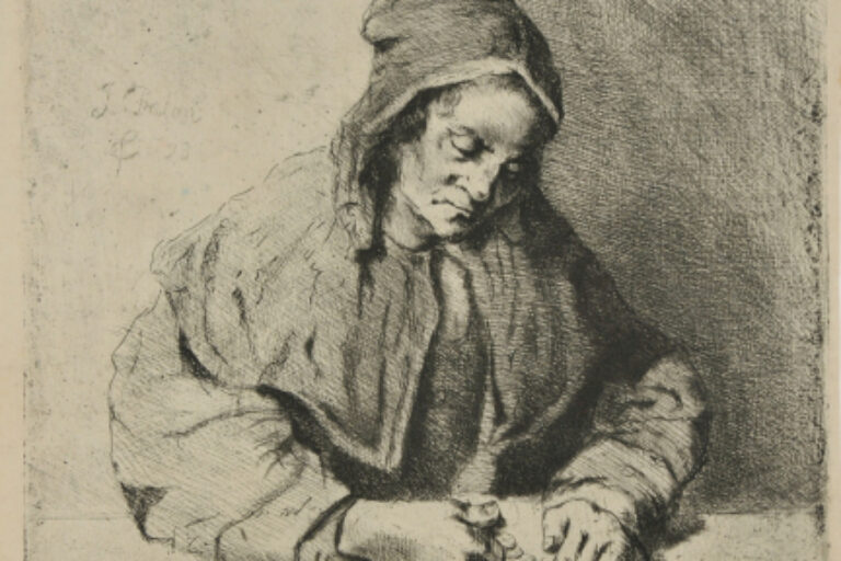 Woman Counting Money at a Table