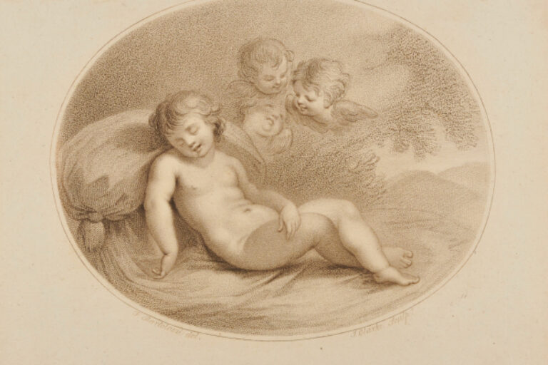 Sleeping Child with Three Small Angels