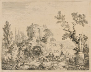 Herd by a Statue of Flora