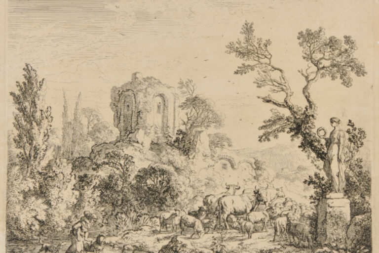 HERD BY A STATUE OF FLORA