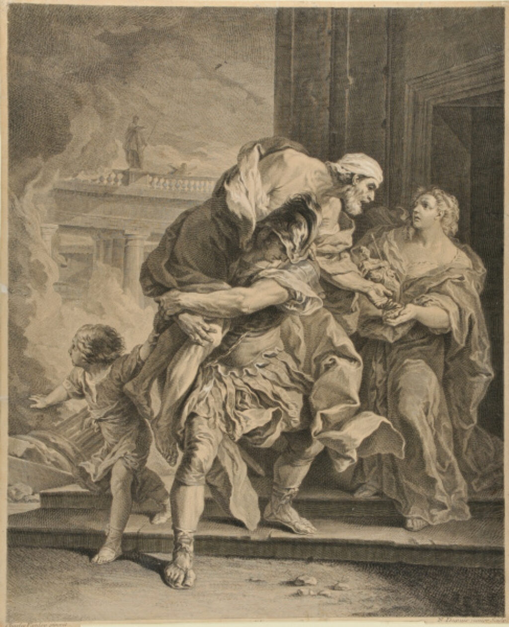 Aeneas Saving His Father, Anchises, from Burning Troy