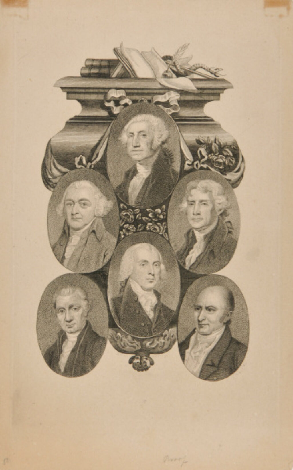 George Washington, John Adams, Madison, Jefferson, Monroe, and John Quincy Adams