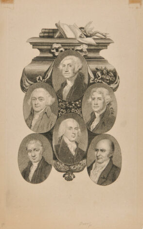 George Washington, John Adams, Madison, Jefferson, Monroe, and John Quincy Adams