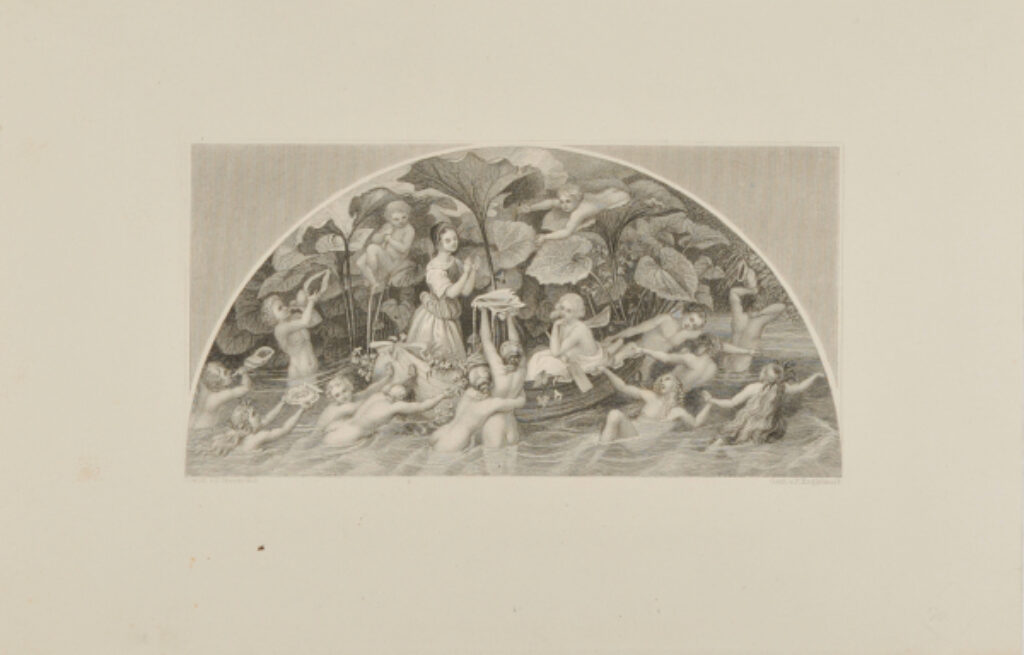 Girl in a Boat Surrounded by Mermaids