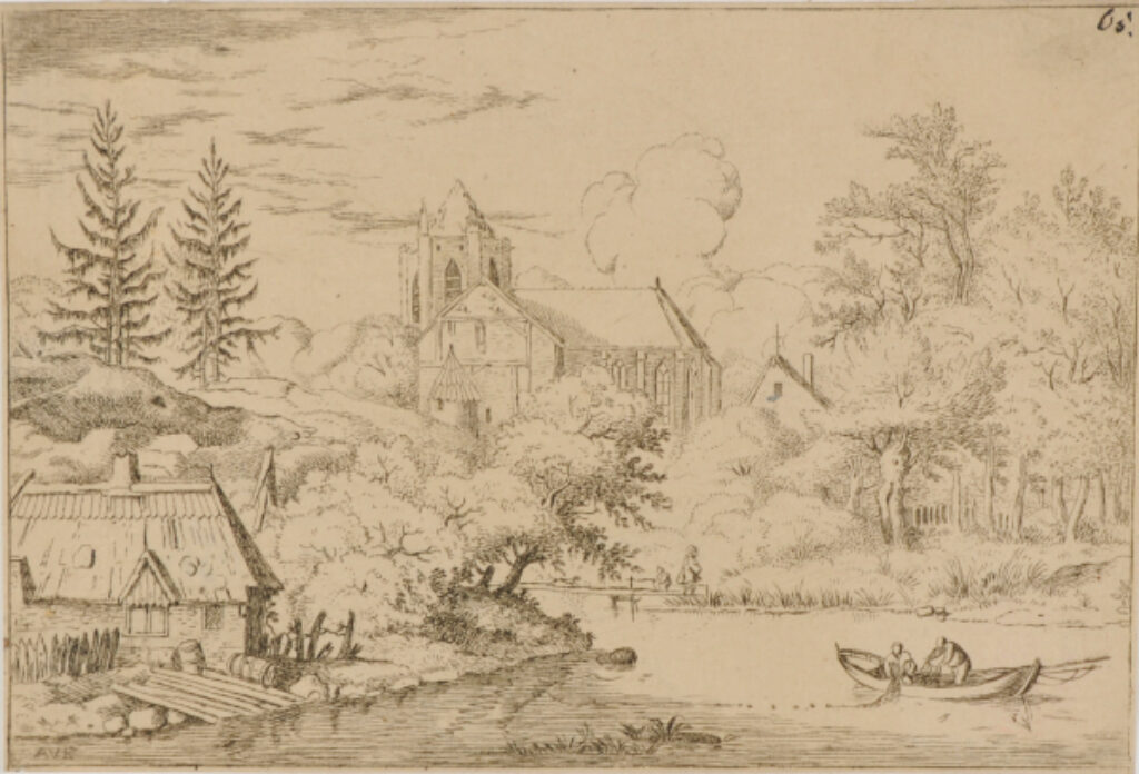 Barrels and Boards on the Bank of a River