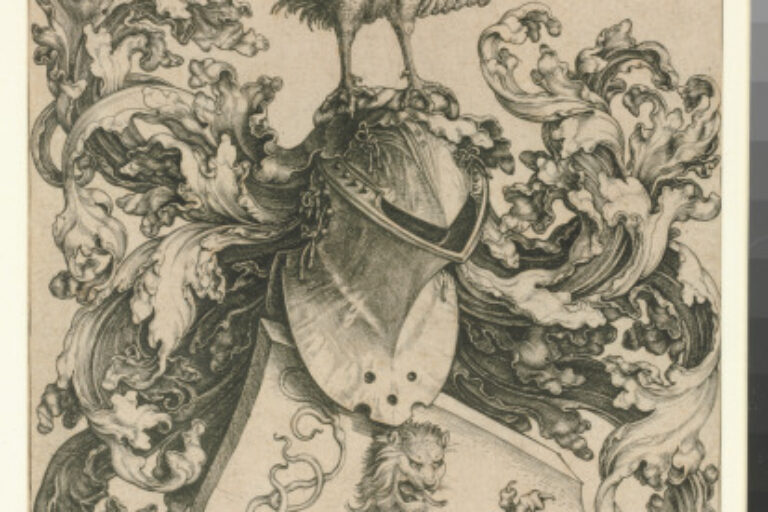 THE COAT-OF-ARMS WITH A LION AND A ROOSTER