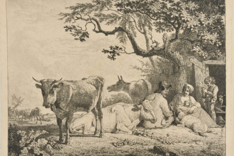 LANDSCAPE WITH CATTLE AND HERDMAN'S FAMILY