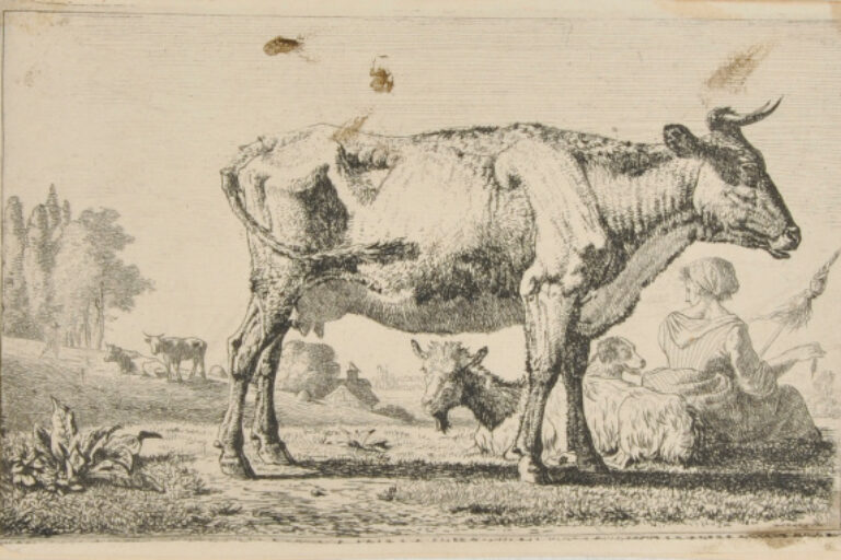 LANDSCAPE WITH CATTLE, HERDSWOMAN SPINNING